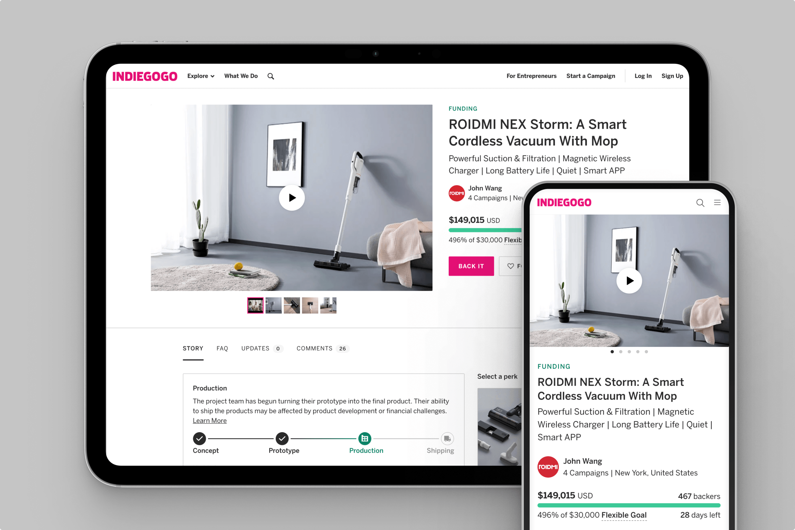 Indiegogo Design System & Redesigns