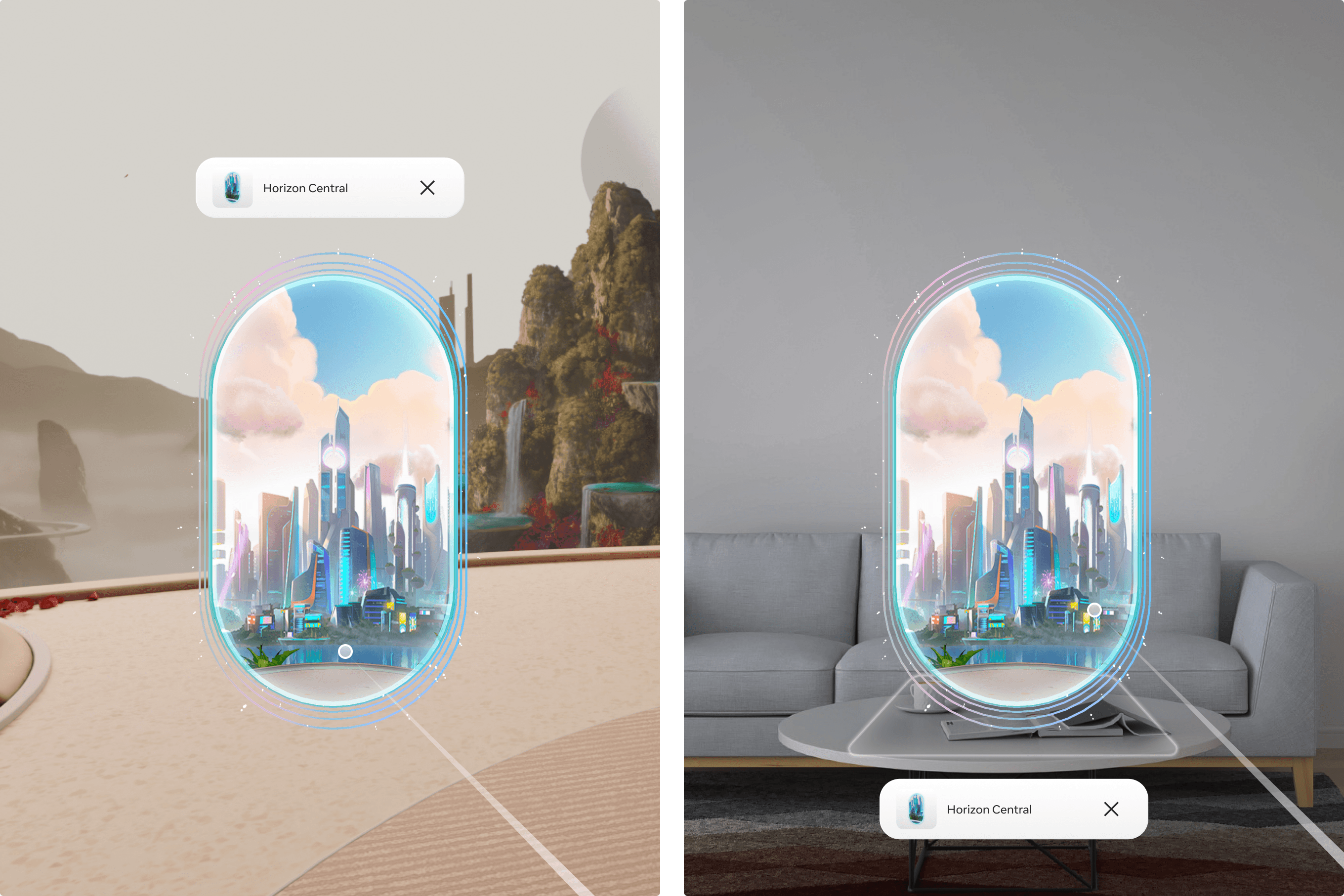 Horizon Portal — making augments work across virtual reality and mixed reality was the biggest challenge and presented many trade-offs in the user experience, like inconsistent manipulation affordances.